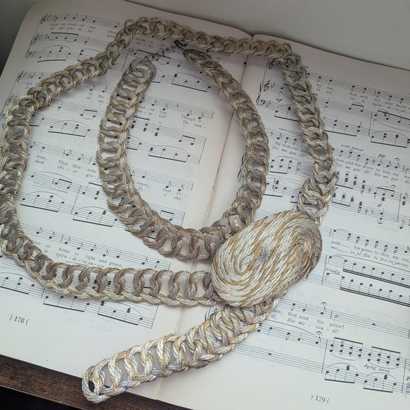 Elegant Gold and Silver Woven Metal Necklace And Matching Belt Made In Greece - Picture 1 of 11